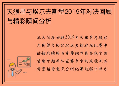 天狼星与埃尔夫斯堡2019年对决回顾与精彩瞬间分析